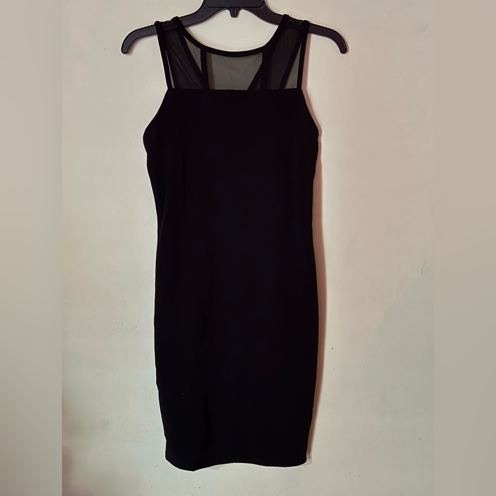 Sally Miller Black Sleeveless Dress with a Mesh Neckline for Young Lady